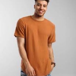 Zara Mens Rust Orange Cotton T-Shirt Summer Size Small
